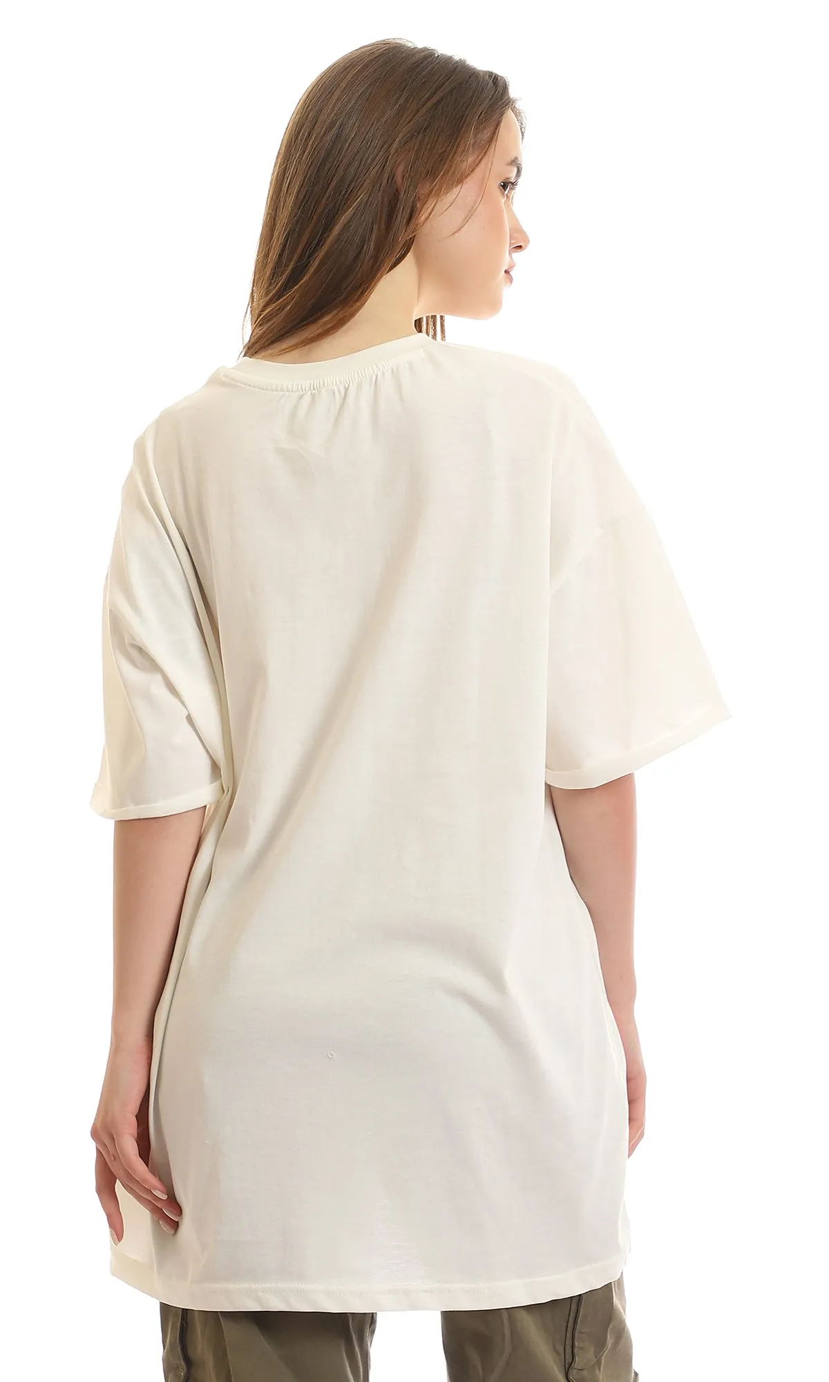 97231 Loose Fit Comfy Half Sleeves T-Shirt - Off White