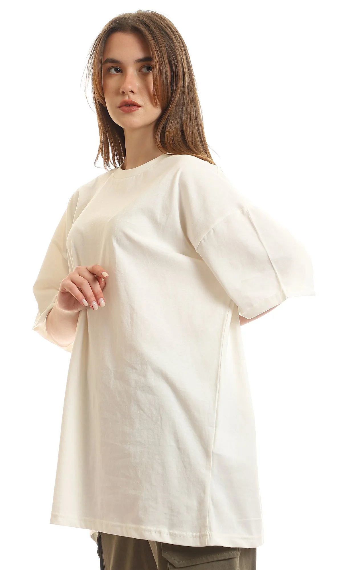 97231 Loose Fit Comfy Half Sleeves T-Shirt - Off White