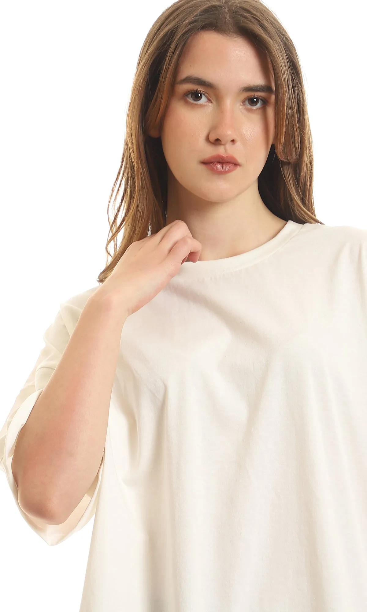 97231 Loose Fit Comfy Half Sleeves T-Shirt - Off White