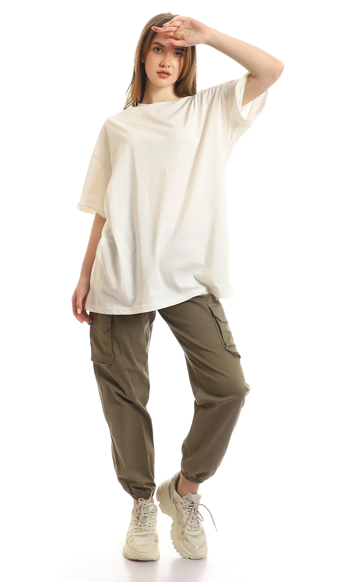 97231 Loose Fit Comfy Half Sleeves T-Shirt - Off White