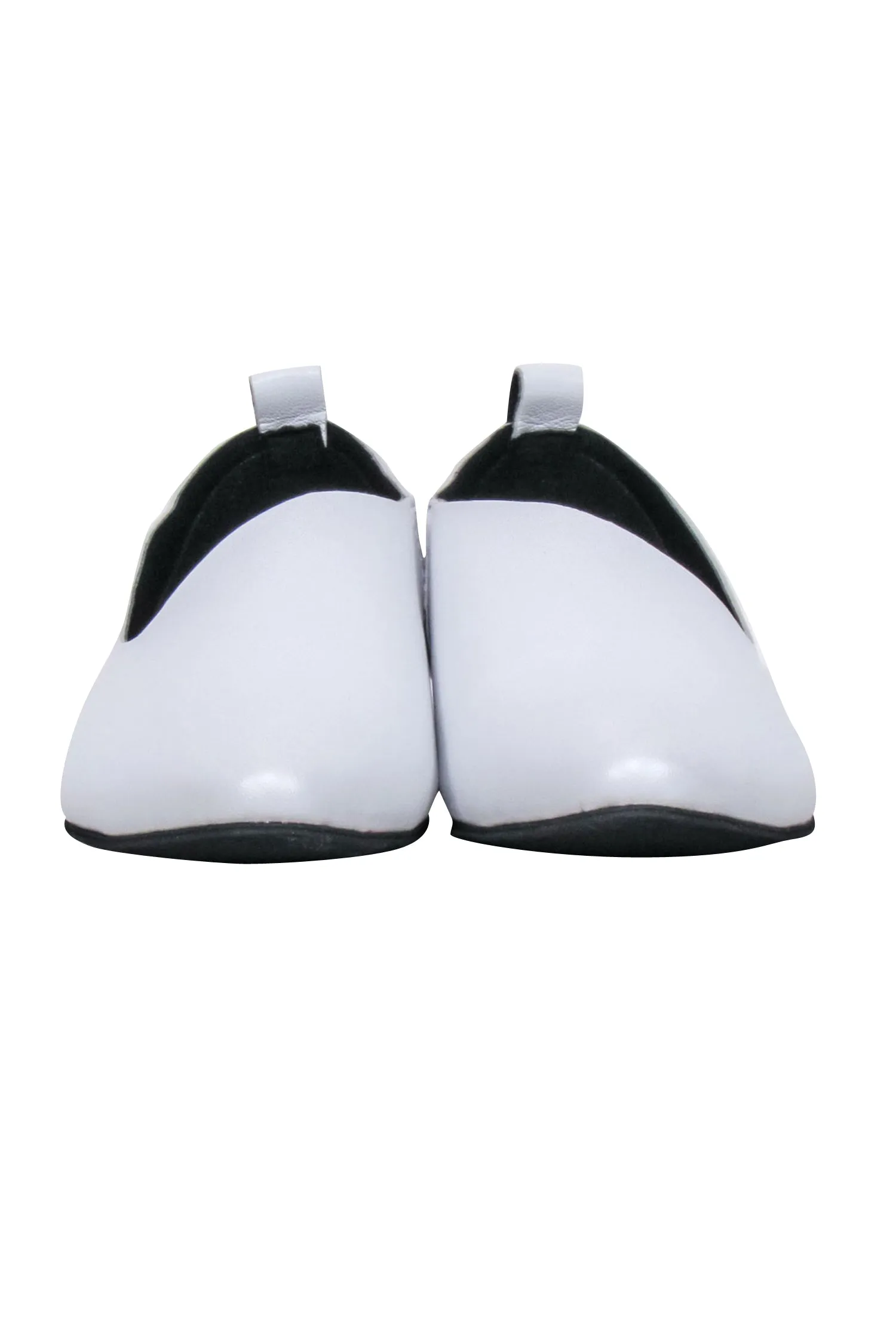 All Black - White Leather Flats Sz 6