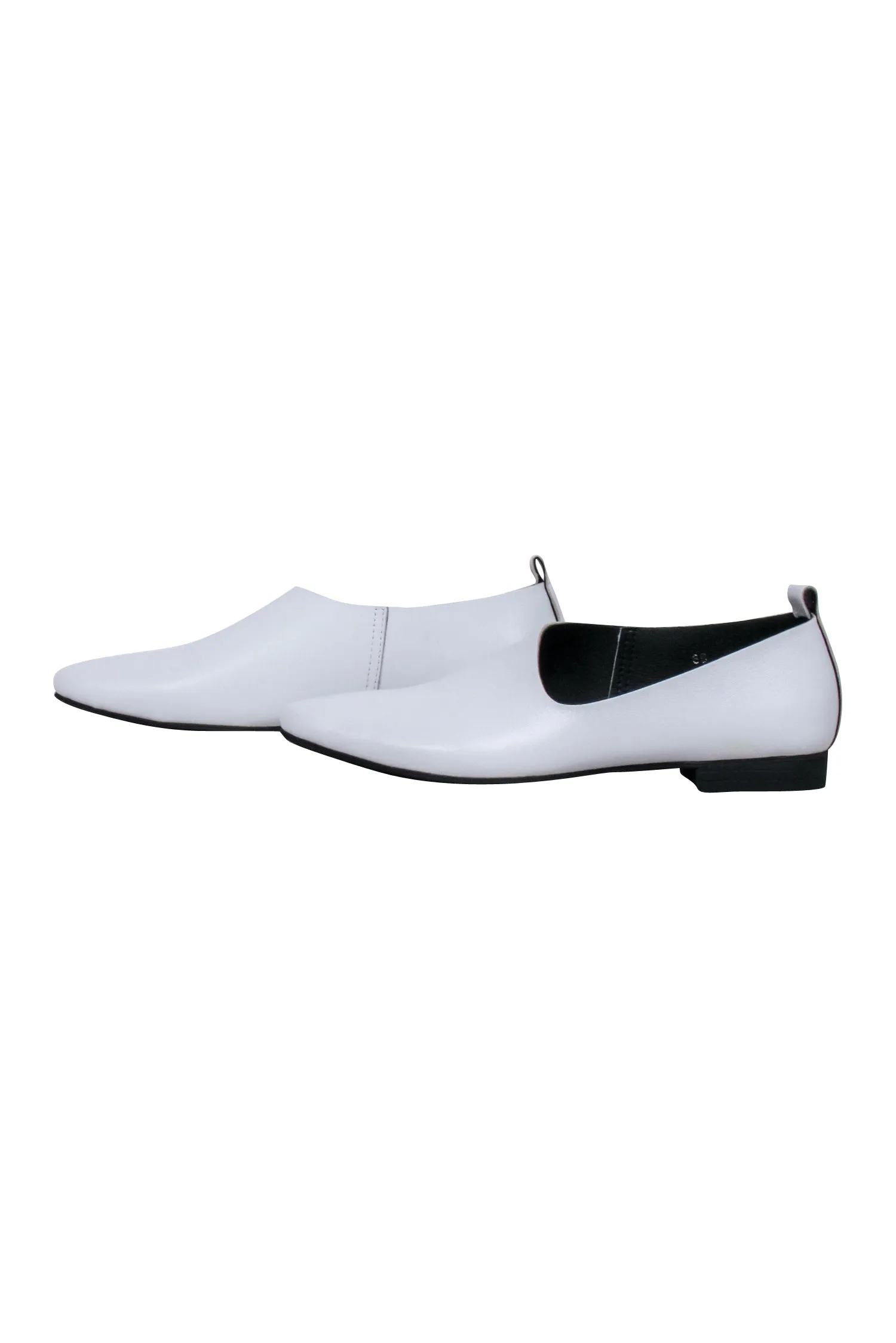 All Black - White Leather Flats Sz 6