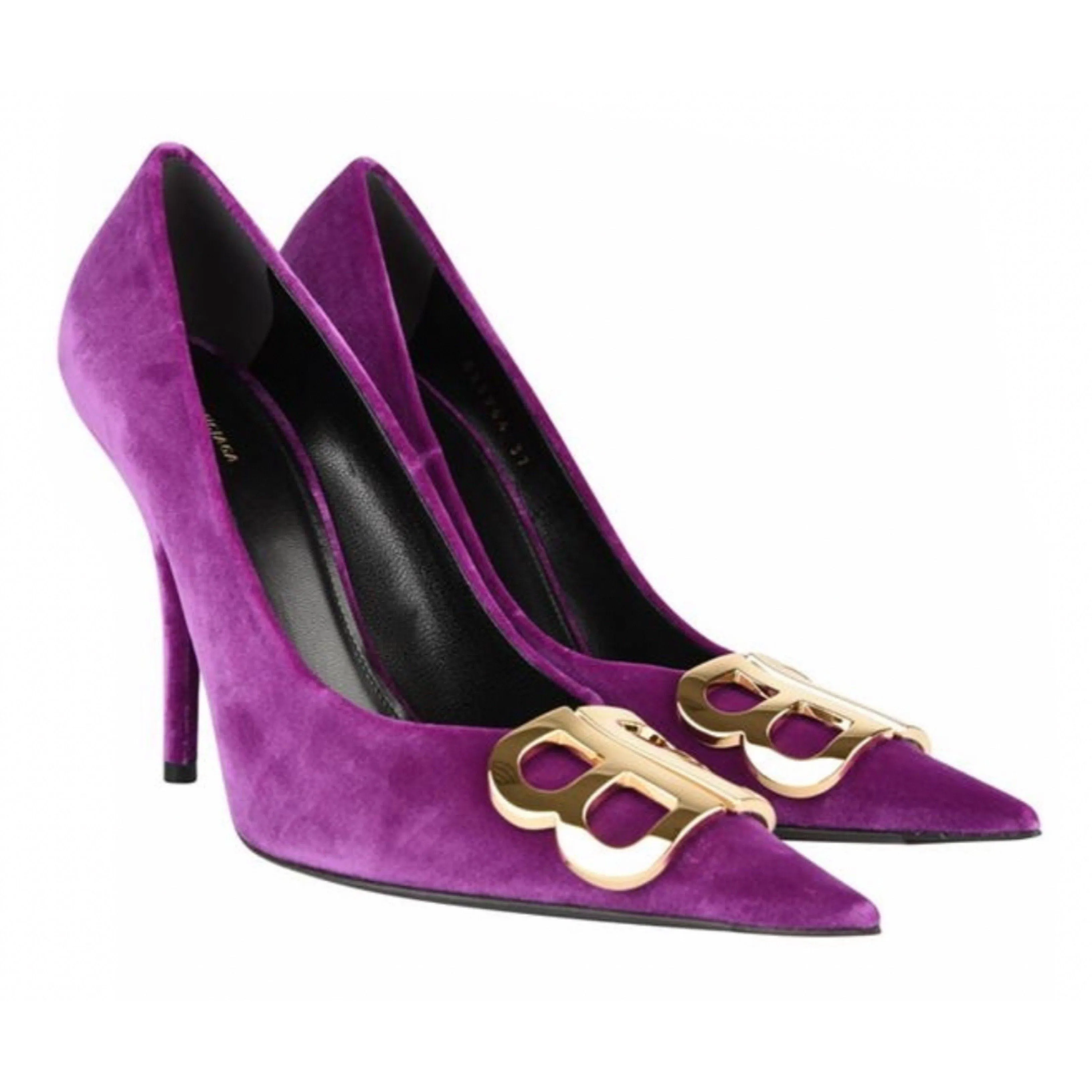 Balenciaga Purple Velvet BB Heels