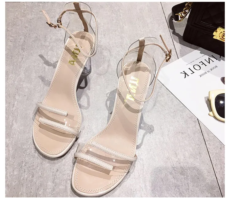 BOOPDO DESIGN CLEAR STRAP HEELED SANDALS