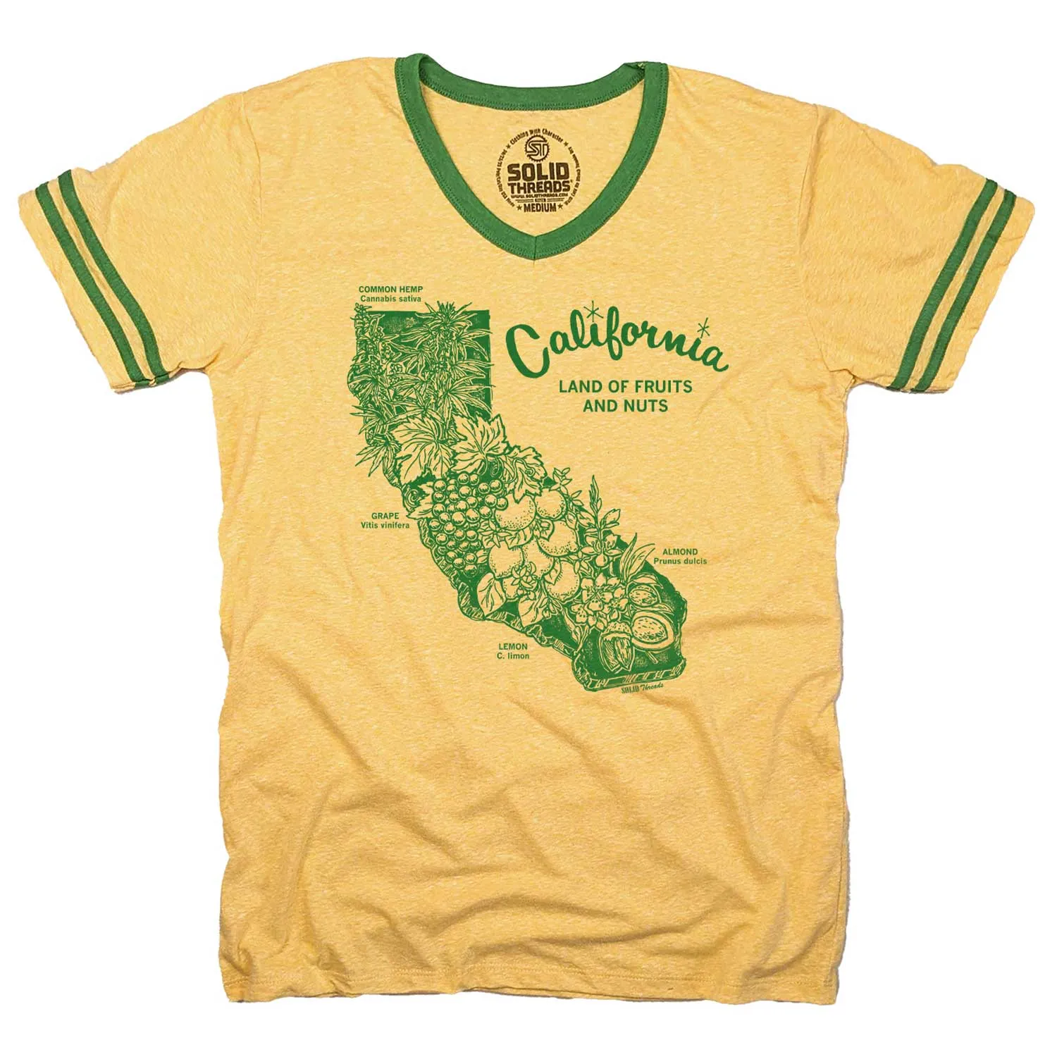 California Land of Fruits and Nuts Ringer V-neck