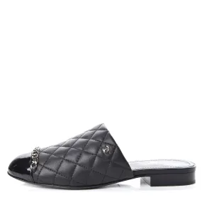 CHANEL LAMBSKIN QUILTED CHAIN MULES