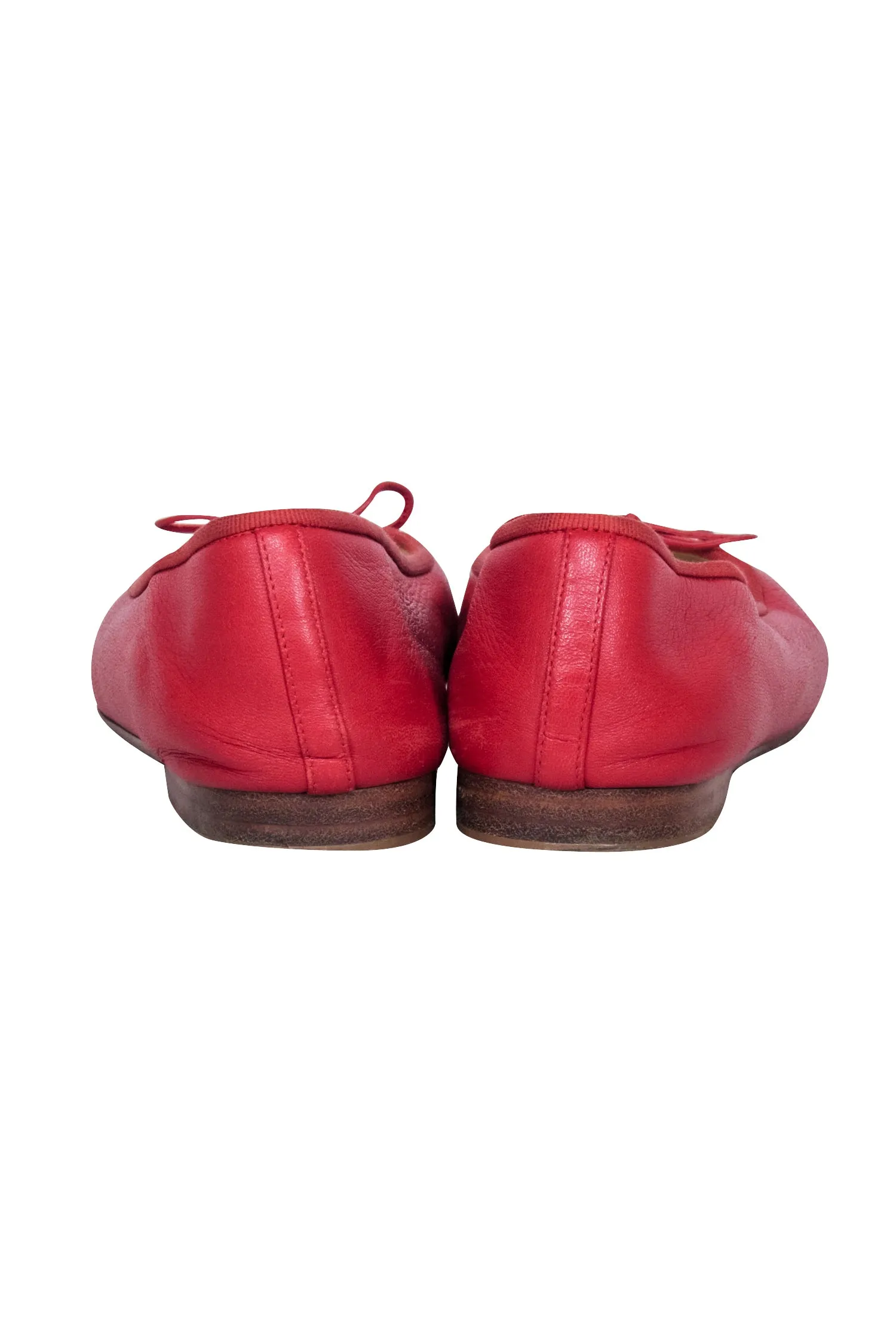 Chanel - Red Leather Logo Toe Flats Sz 6.5