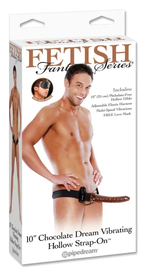 Chocolate Dream 10" Vibrating Strap-On with Adjustable Harness