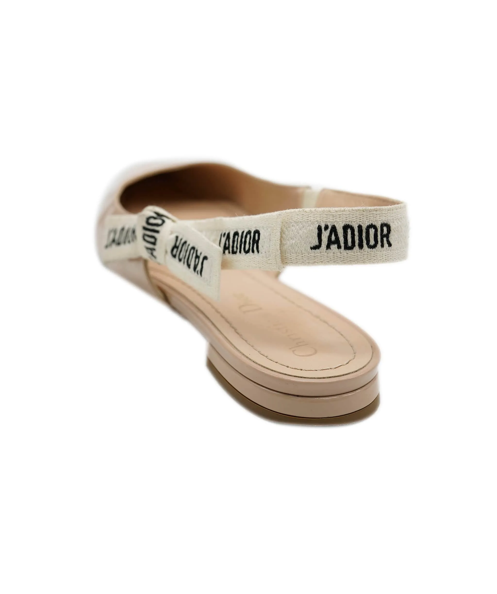 Christian Dior Patent Beige 'J'adior' Slingback Flats AVC1752