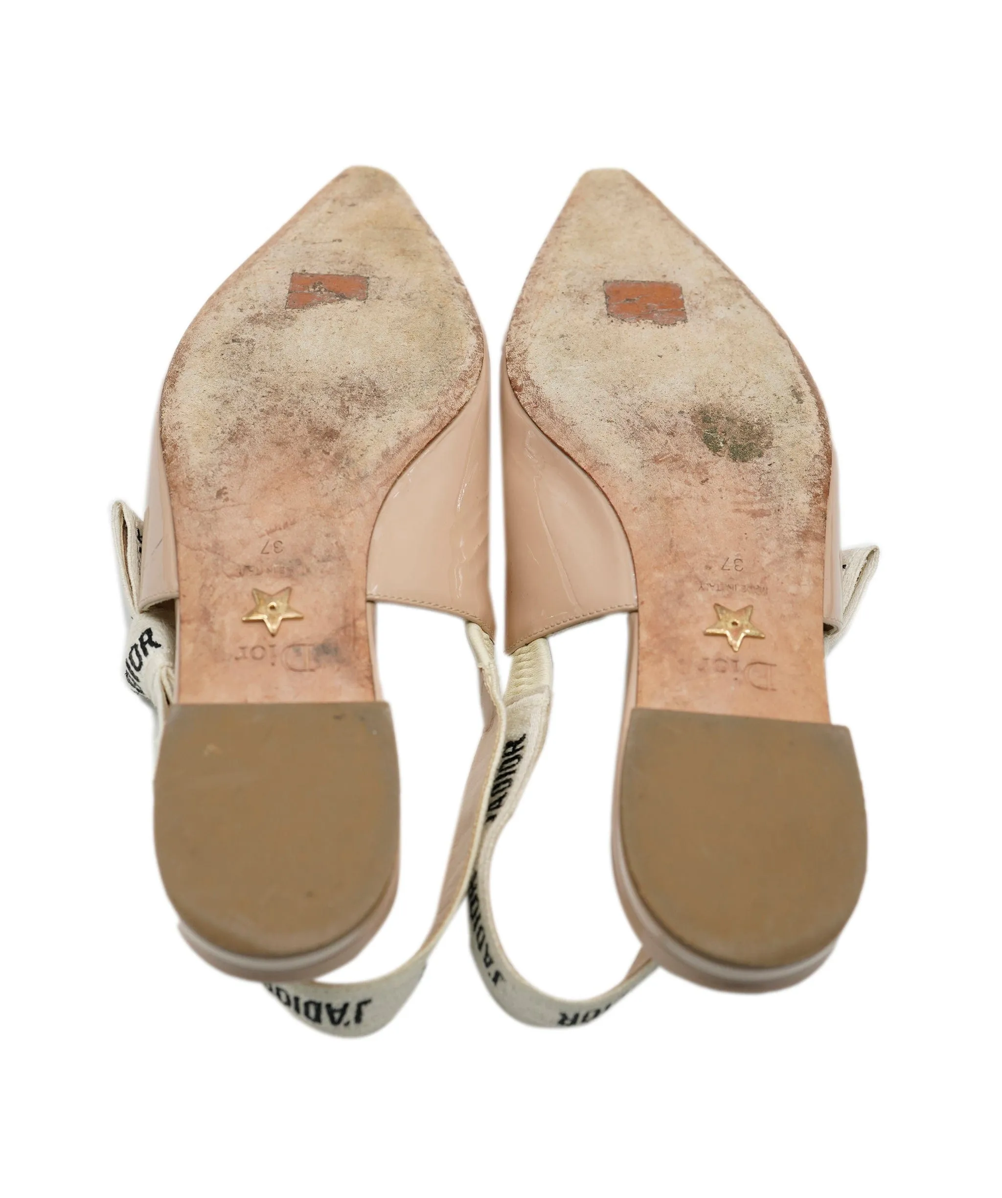 Christian Dior Patent Beige 'J'adior' Slingback Flats AVC1752