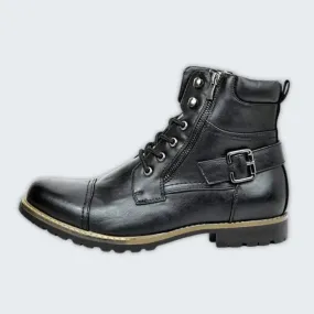 Elegantly Crafted Men's Leather Laced Boots - Durable Comfort