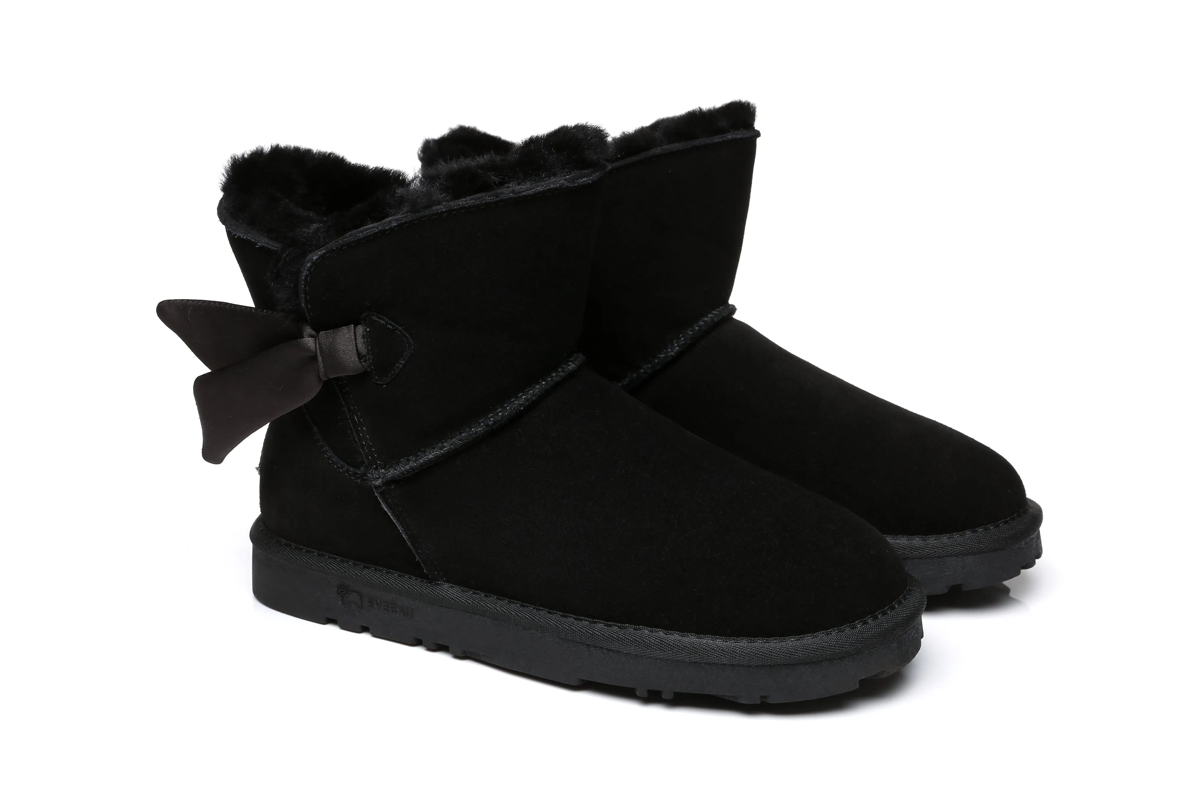 EVERAU® UGG Boots Women Sheepskin Wool Single Bow Ember