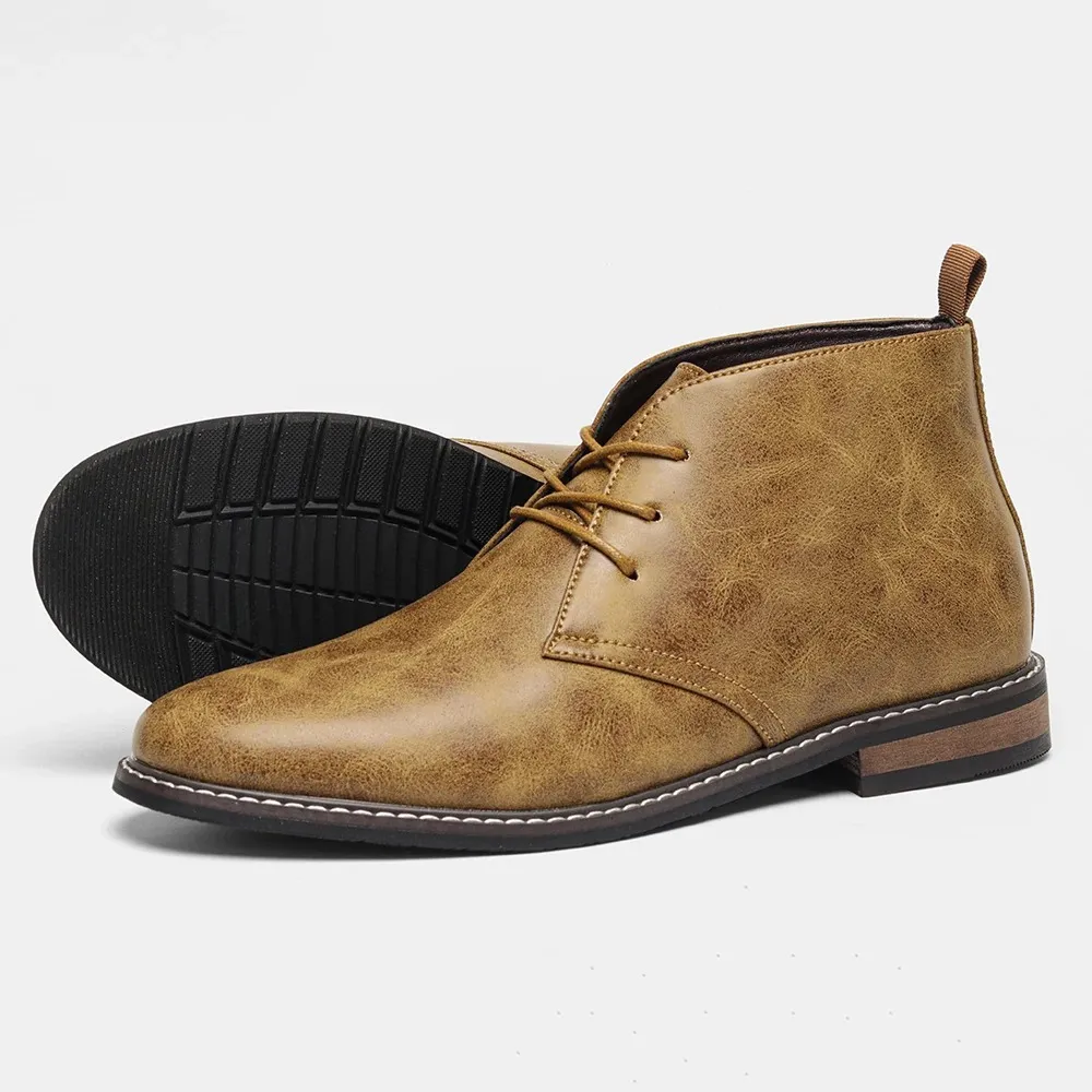 Fashionable leather chukka boots for men, comfortable and durable