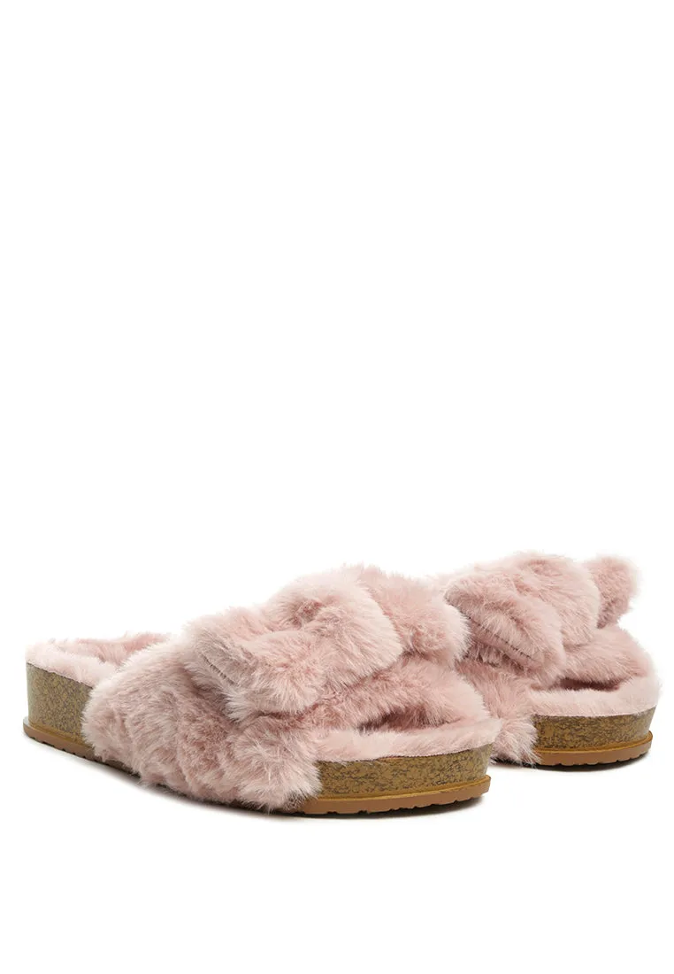 Fuzz Bow Fur Flats