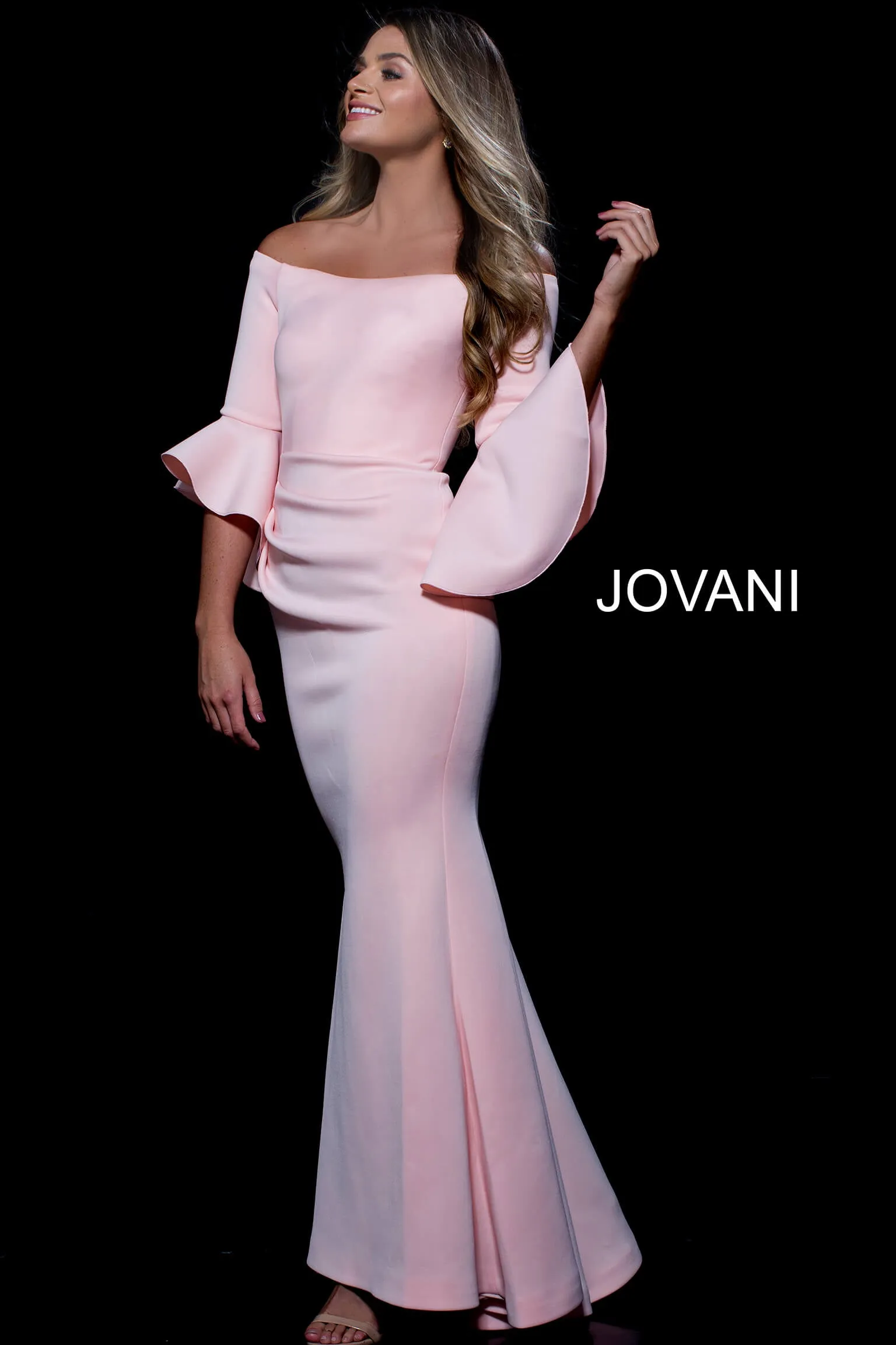 Jovani 59993 Off the Shoulder Bell Sleeves Evening Dress Formal Evening Gown