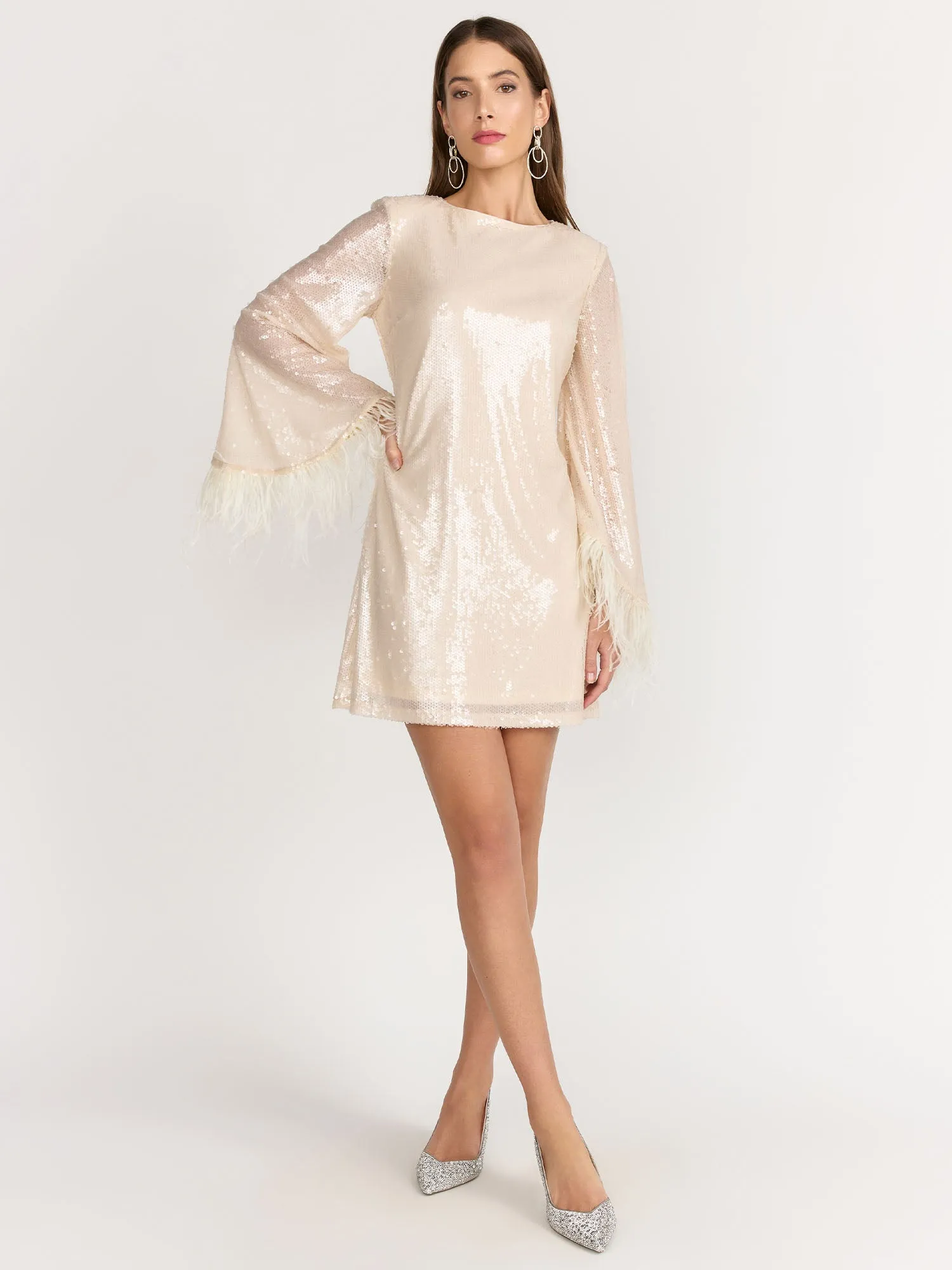 Lena Sequin Embellished Feather Detail Mini Dress - Brands We Love