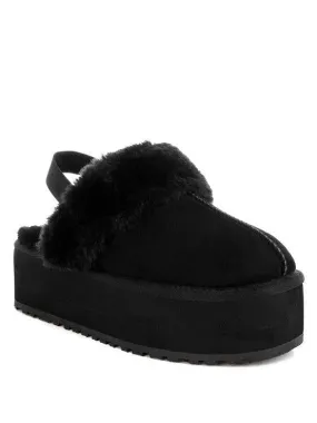 London Rag Kutchu Faux Fur Trim Platform Slip-Ons