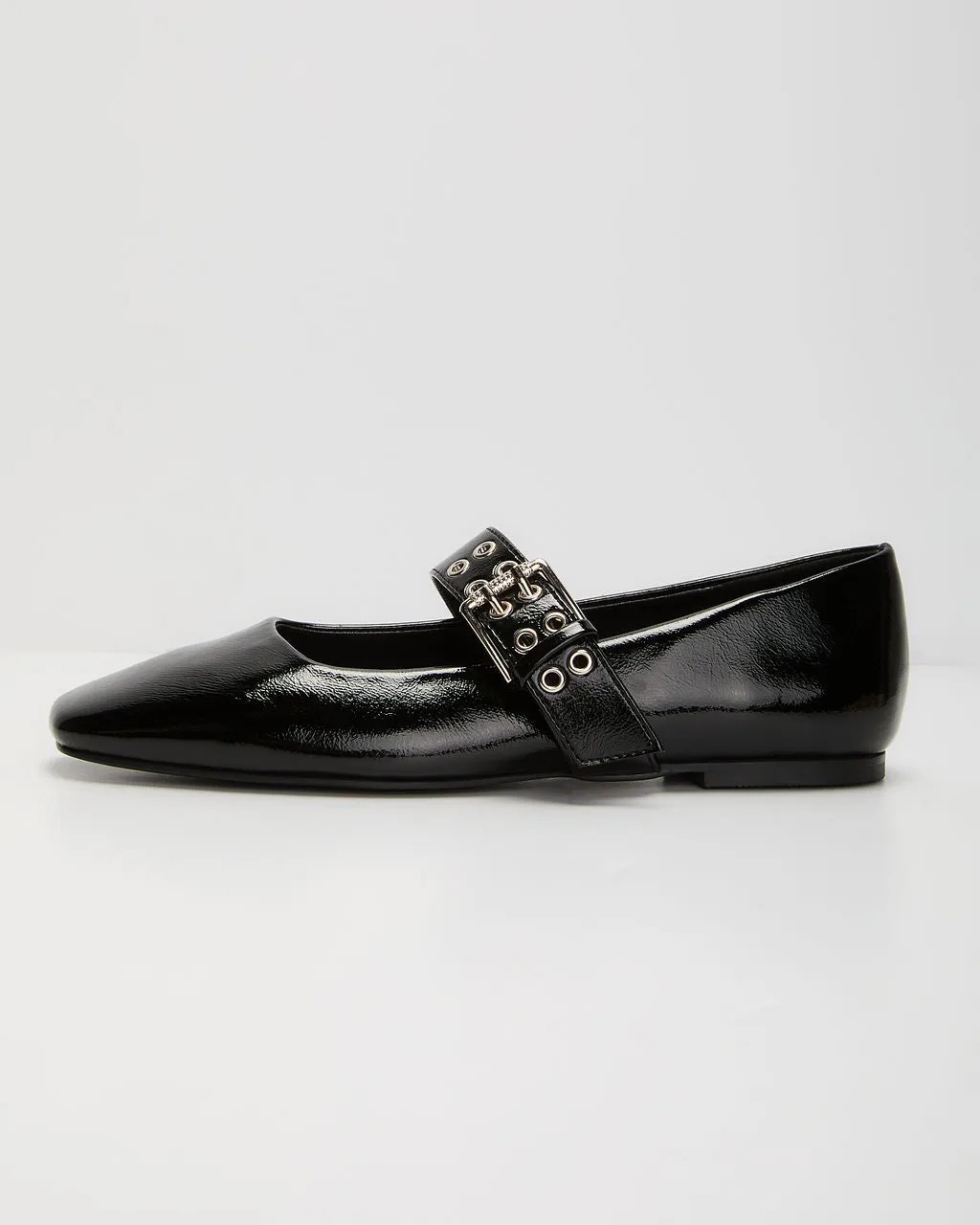 Mareena Grommet Buckle Leather Flats