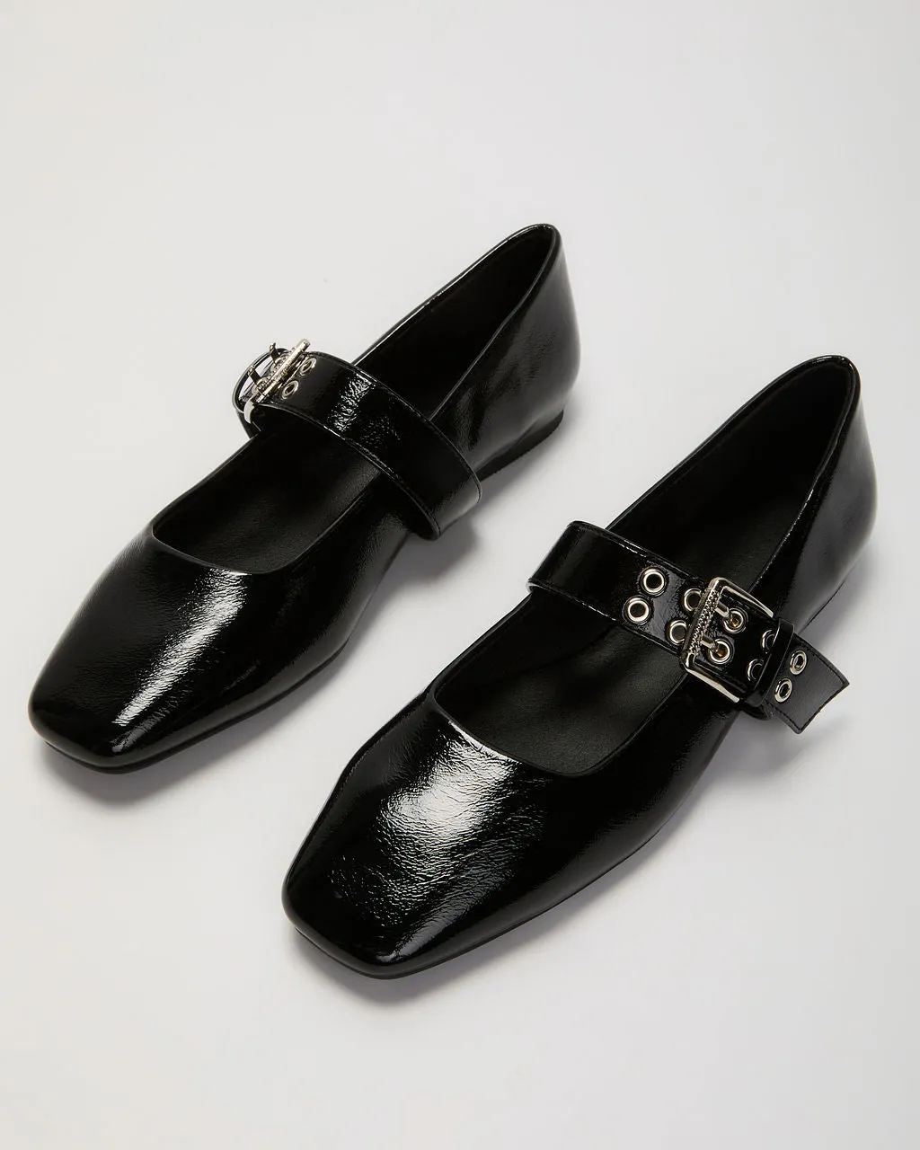 Mareena Grommet Buckle Leather Flats