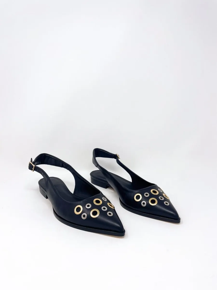 Marie in Black Calf w/Mixed Grommets