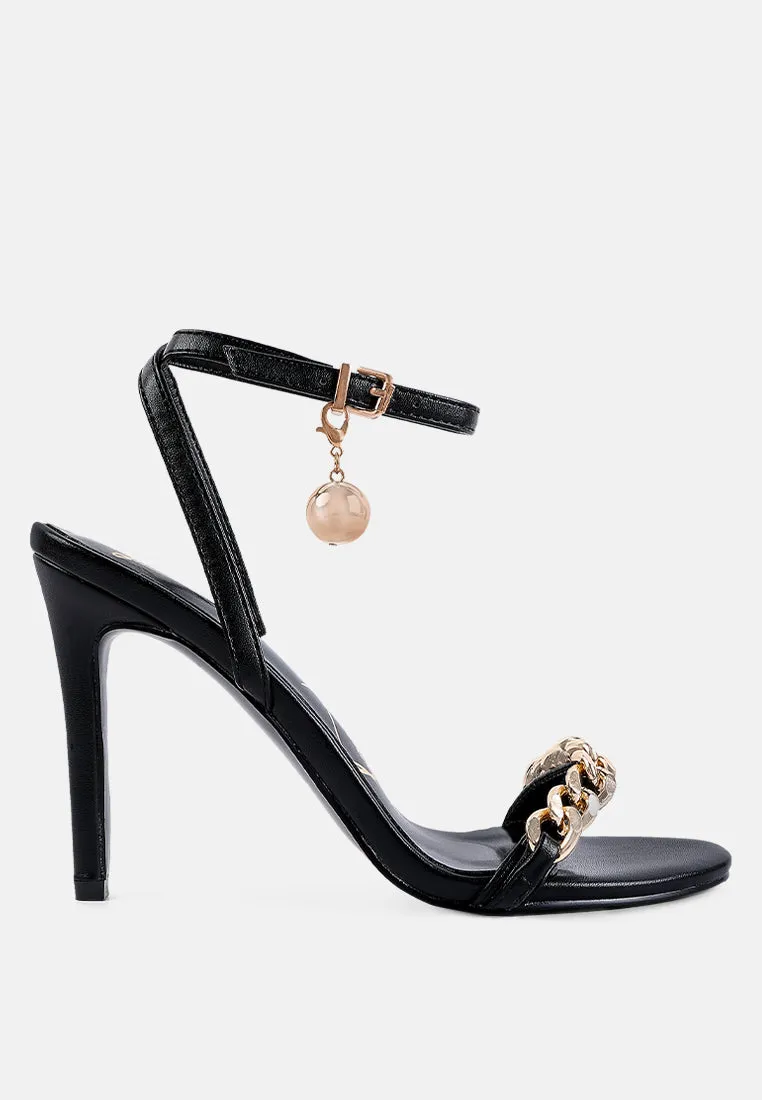 Mooning Metal Chain Strap Stiletto Sandals