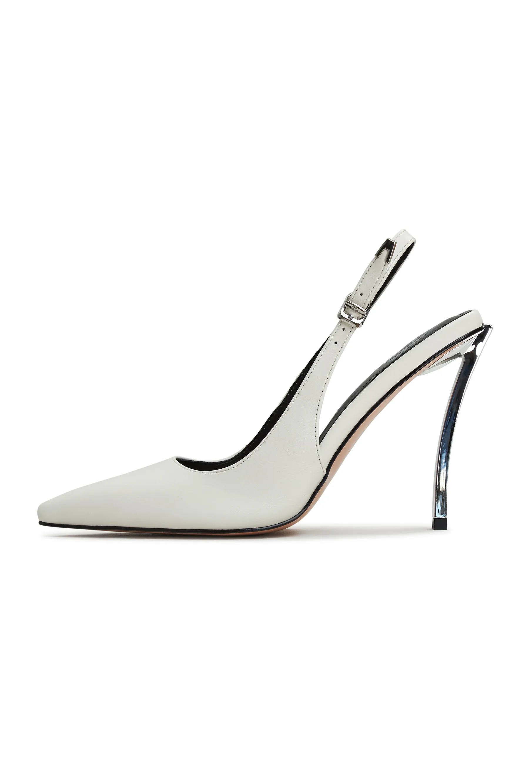 Pumps With Metallic Stilleto Heel - White