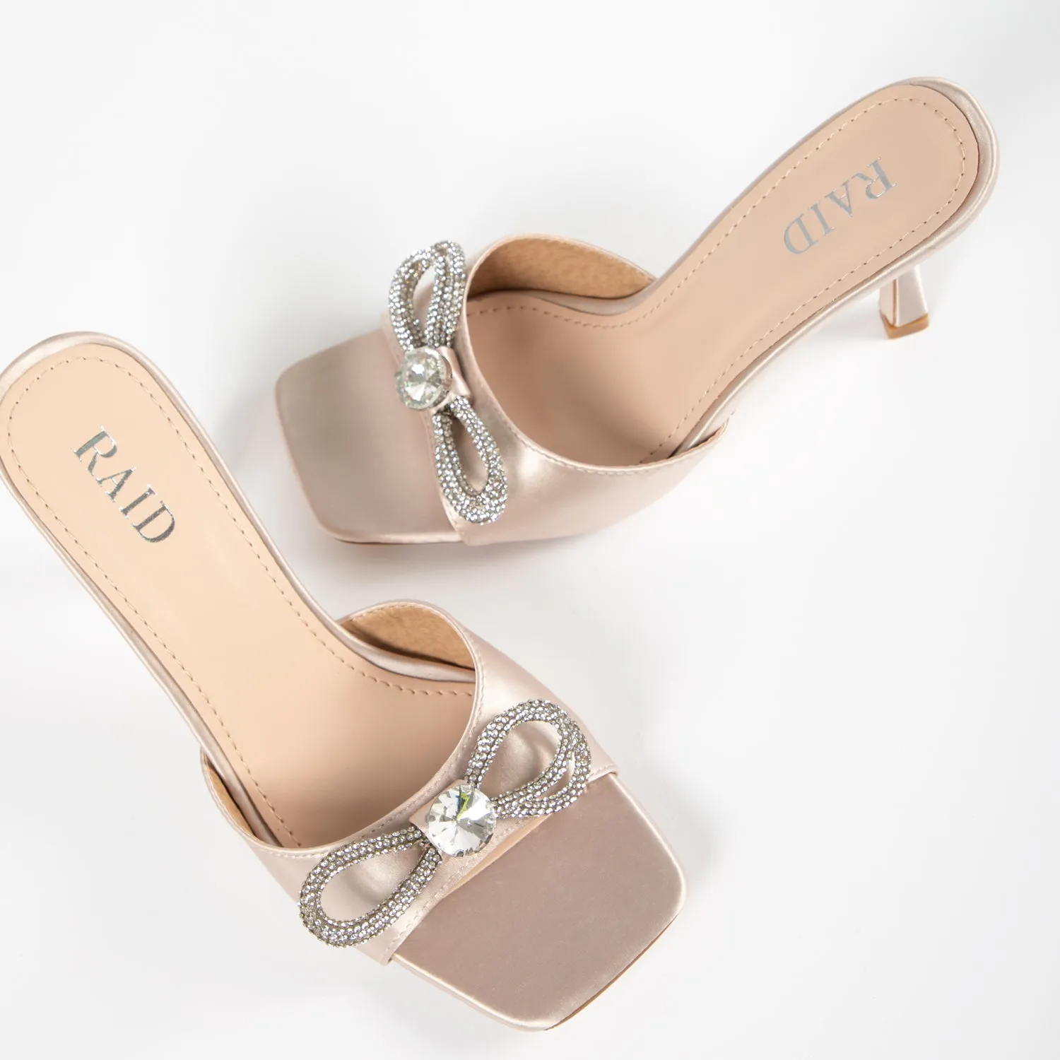 RAID Renee Heeled Mule In Champagne Satin