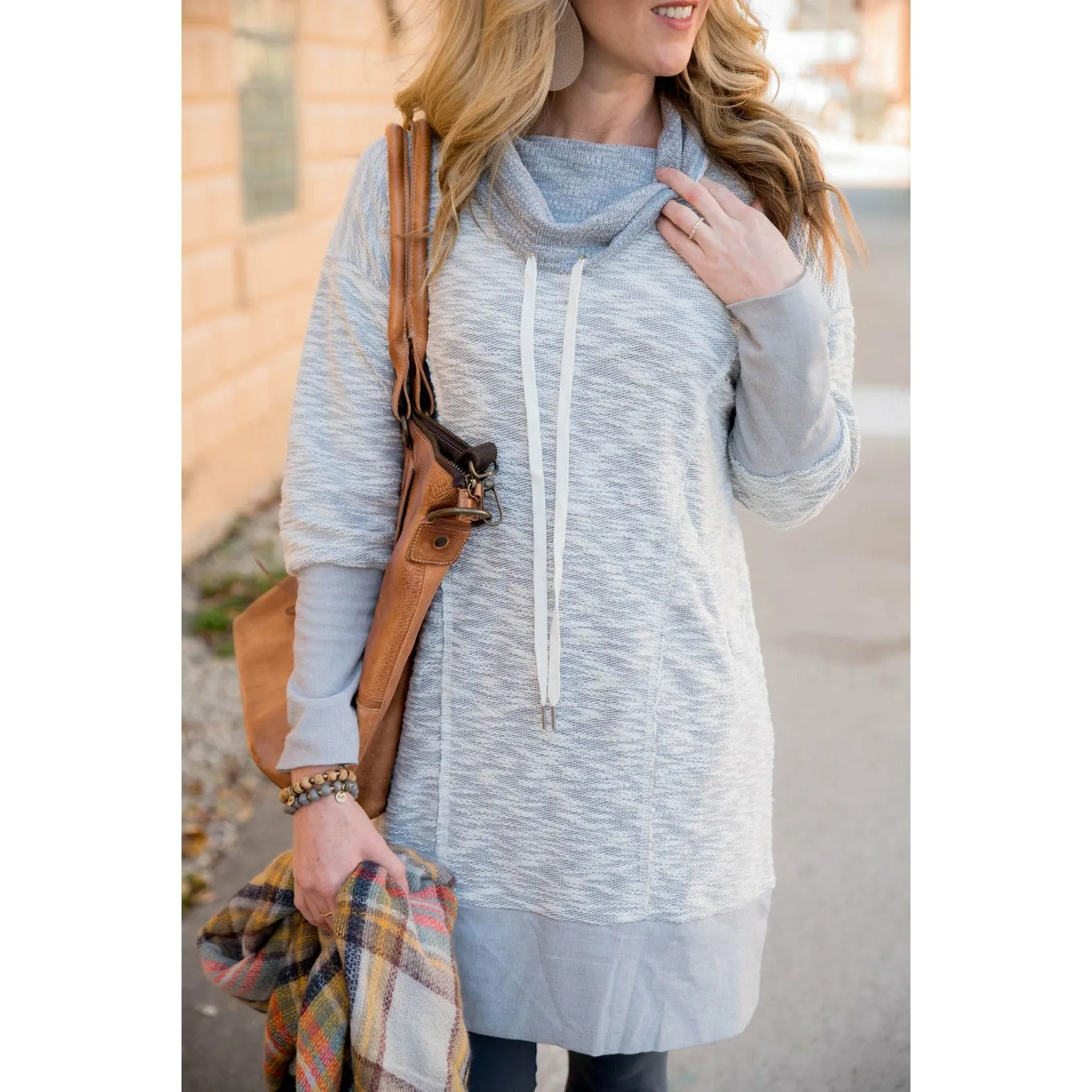 Raw Edge Tunic Sweatshirt