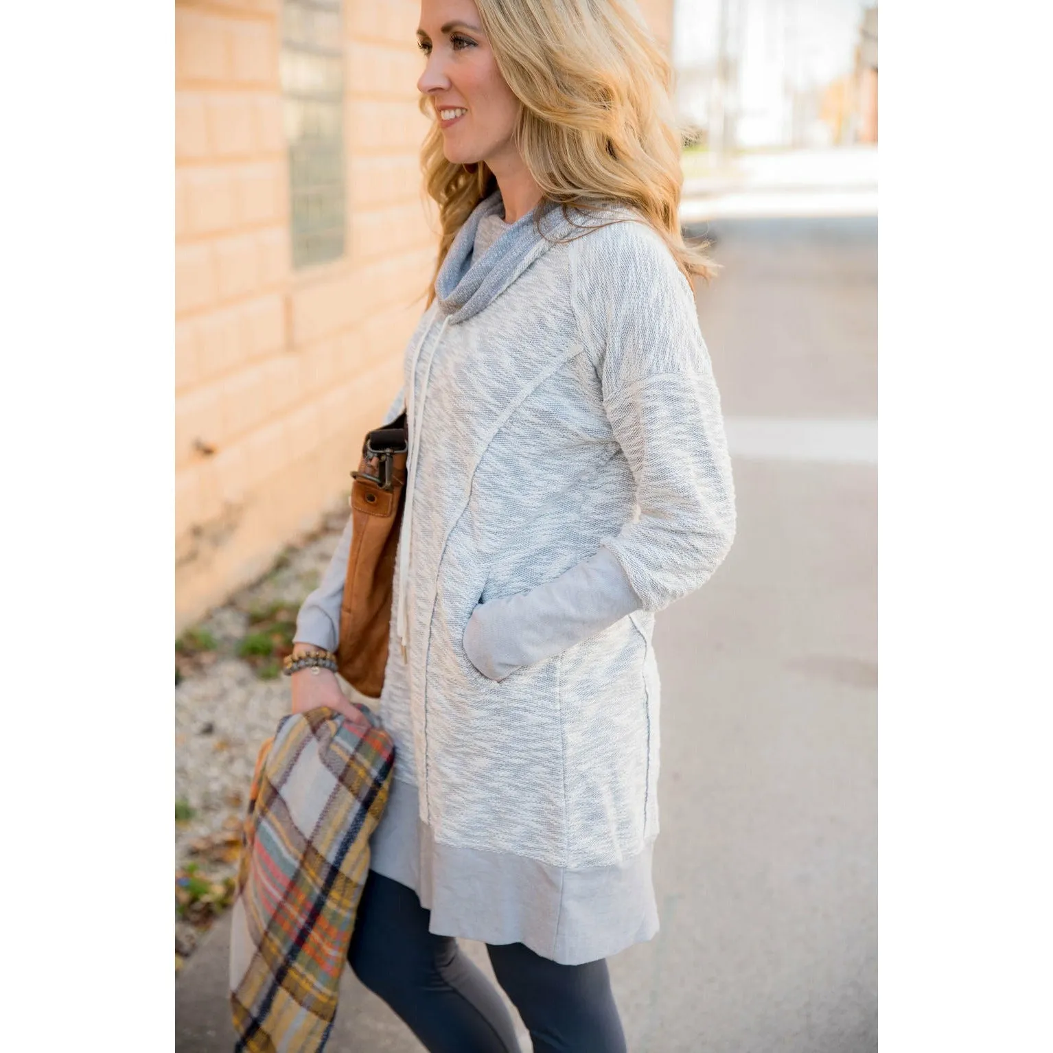 Raw Edge Tunic Sweatshirt