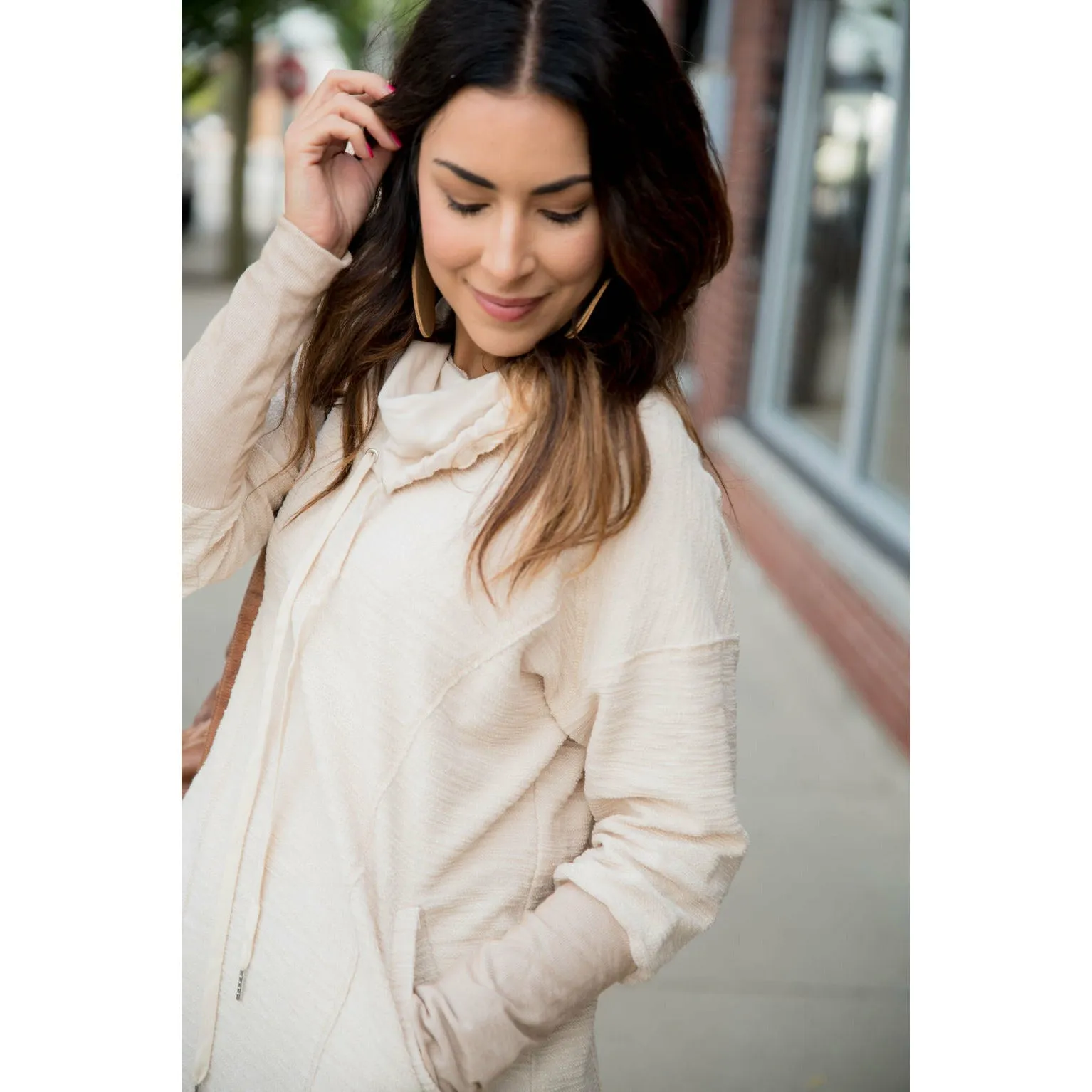 Raw Edge Tunic Sweatshirt