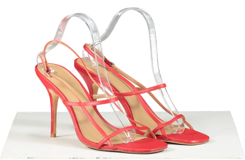 Reformation Red Serenity Bare Mid Heeled Sandals UK 8 EU 41 👠