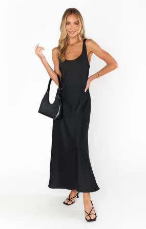 Serenade Slip Dress ~ Black Luxe Satin