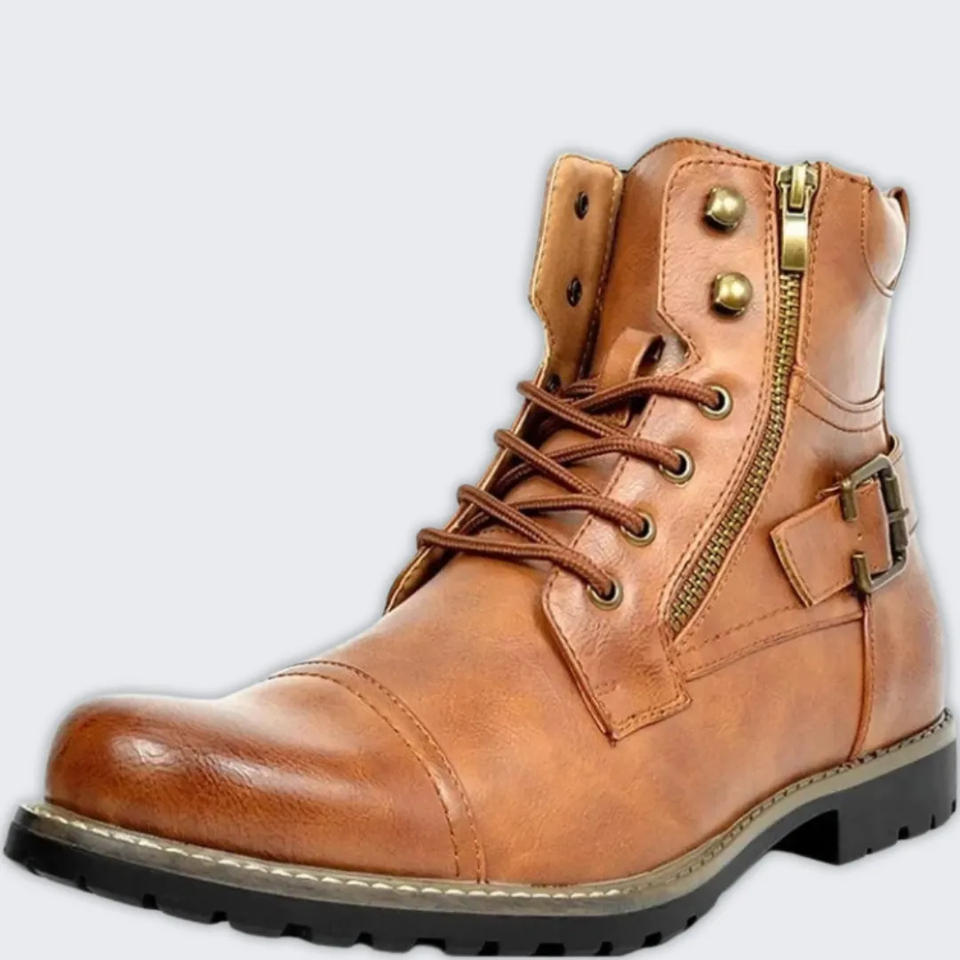 Stylish Men's Leather Lace-Up Boots | Durable & Elegant Design